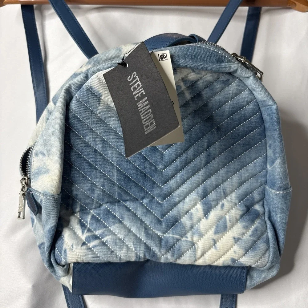 Steve Madden Bjosie Tie Dye Small‎ Backpack Youth Denim Blue White NEW
